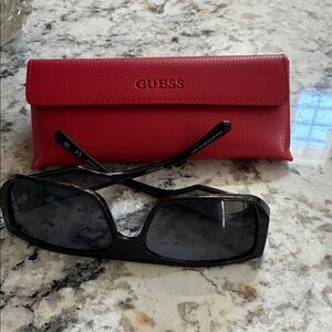 Guess Black Sunglasses with Bold Red Case